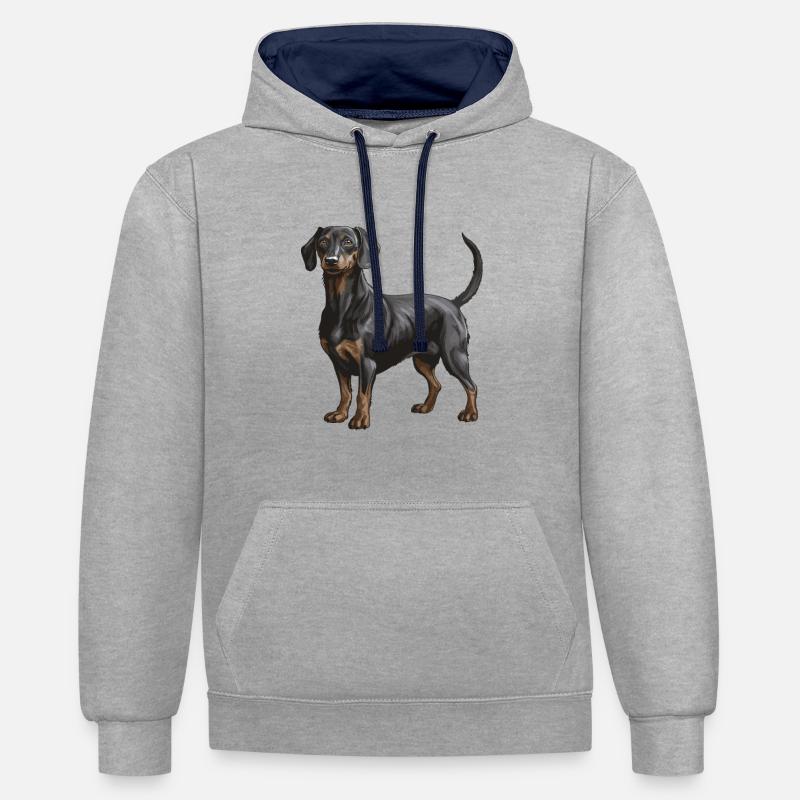 Teckel Animal Teckel - Sweat à capuche contrasté - gris chiné/bleu marine