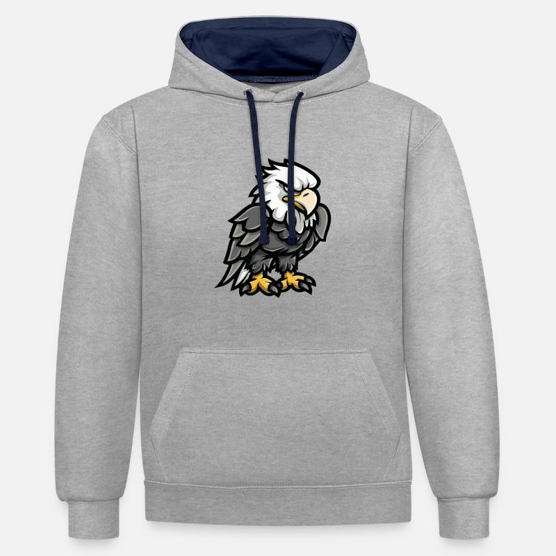 Bande dessinée Eagle - Sweat à capuche contrasté - gris chiné/bleu marine