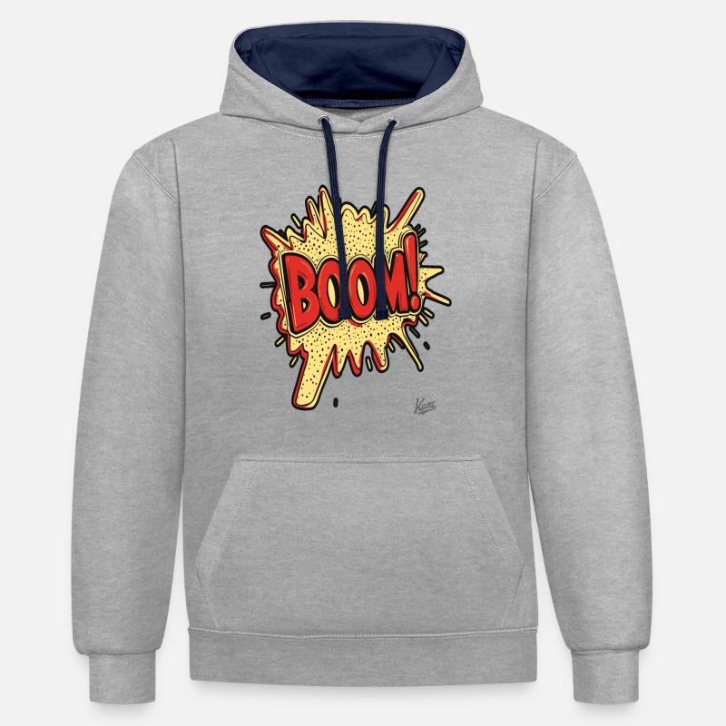 Boom - Explosion de bande dessinée - Sweat à capuche contrasté - gris chiné/bleu marine