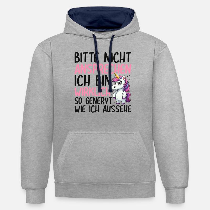Non, tout simplement non - Sweat à capuche contrasté - gris chiné/bleu marine