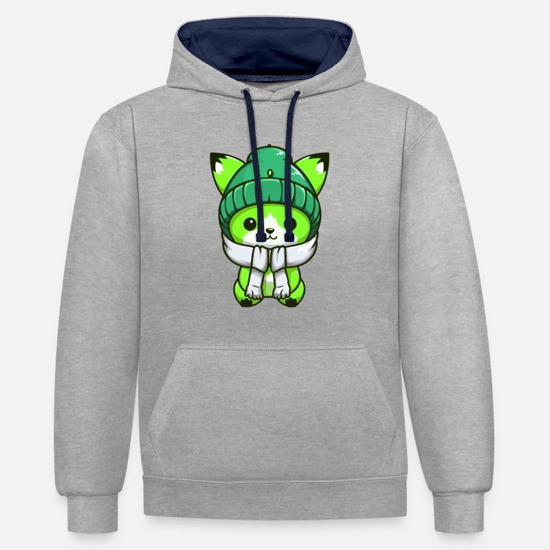 Bande dessinée d’hiver Fox - Sweat à capuche contrasté - gris chiné/bleu marine
