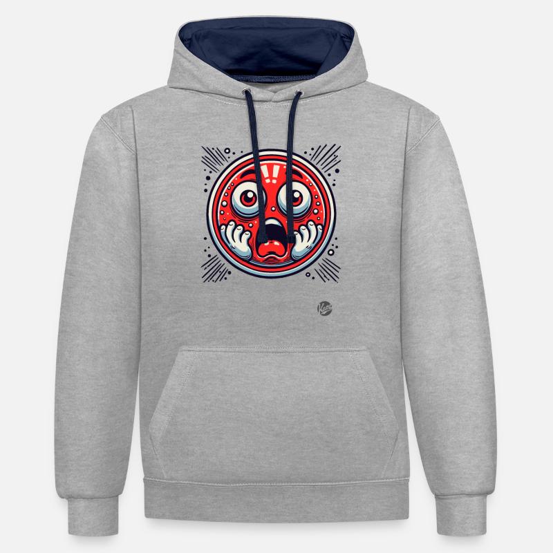 Choquant, oh non ! - Sweat à capuche contrasté - gris chiné/bleu marine