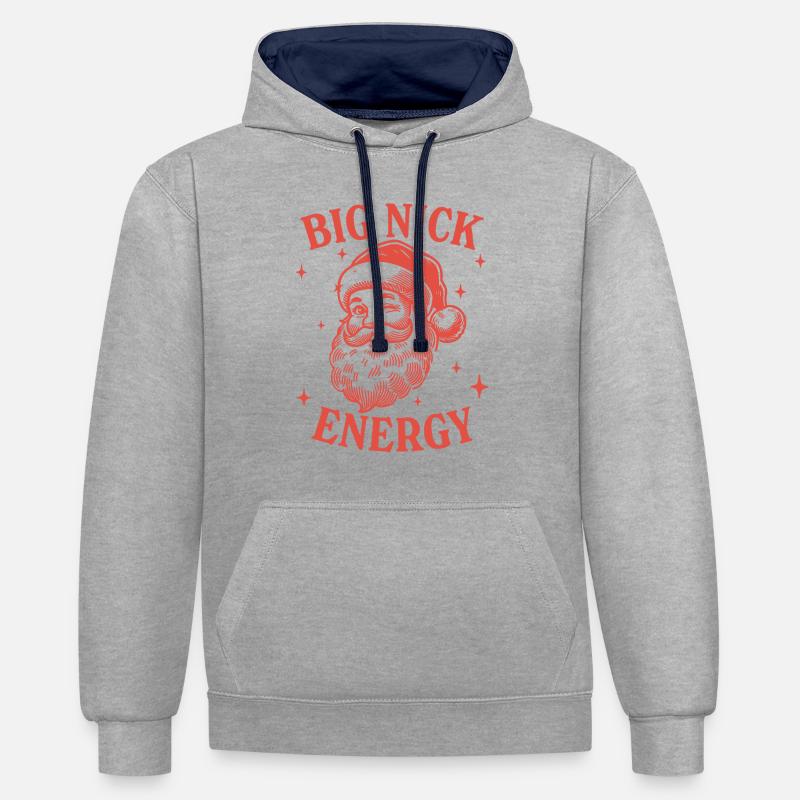 Énergie Big Nick - Sweat à capuche contrasté - gris chiné/bleu marine