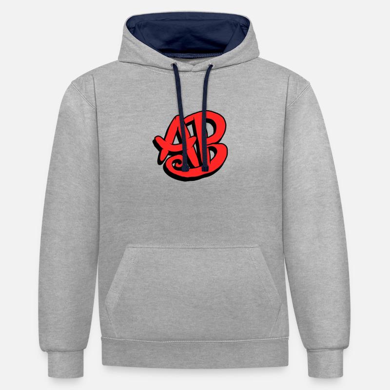Graffiti Initials AB - Contrast hoodie - heather grey/navy