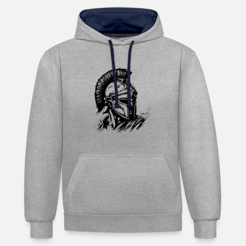 Icône du casque Spartan - Sweat à capuche contrasté - gris chiné/bleu marine