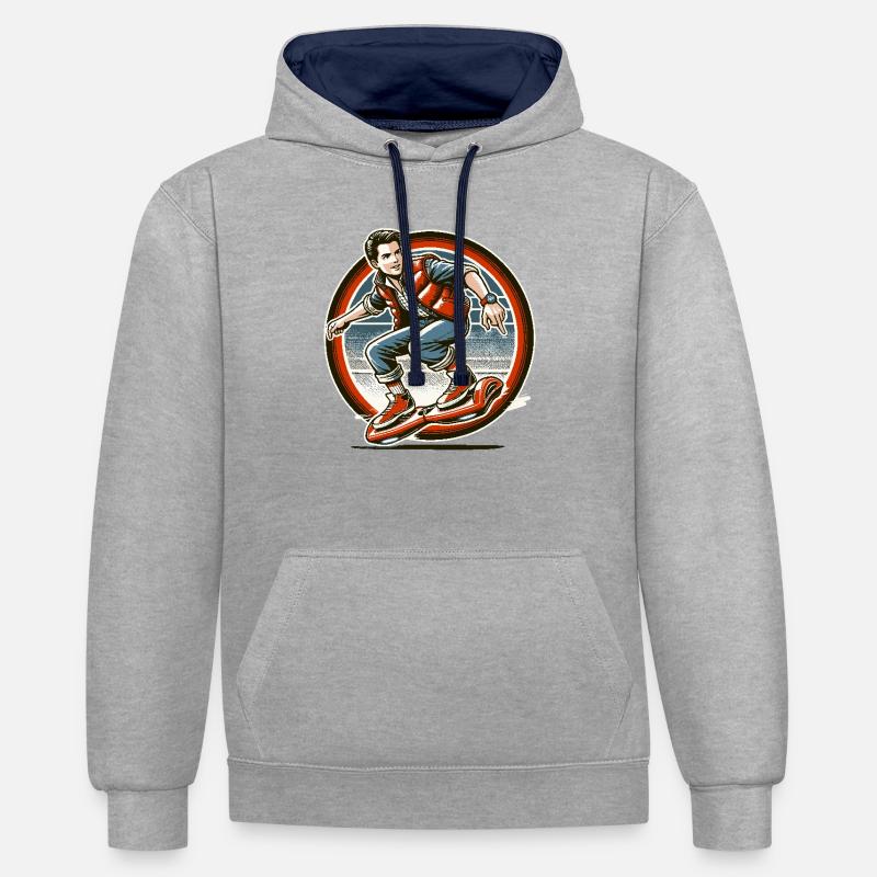 Hoverboarding is timeless fun - Contrast hoodie - heather grey/navy