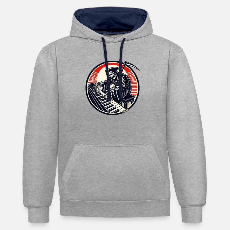Drôle de squelette au piano - Sweat à capuche contrasté - gris chiné/bleu marine