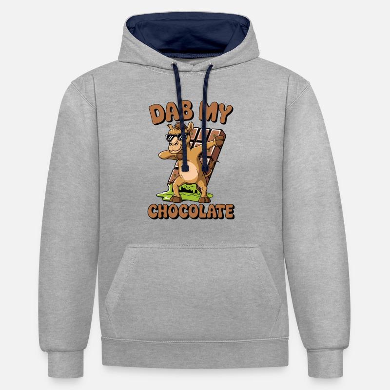 Dubaï Dab my Chocolate - Sweat à capuche contrasté - gris chiné/bleu marine