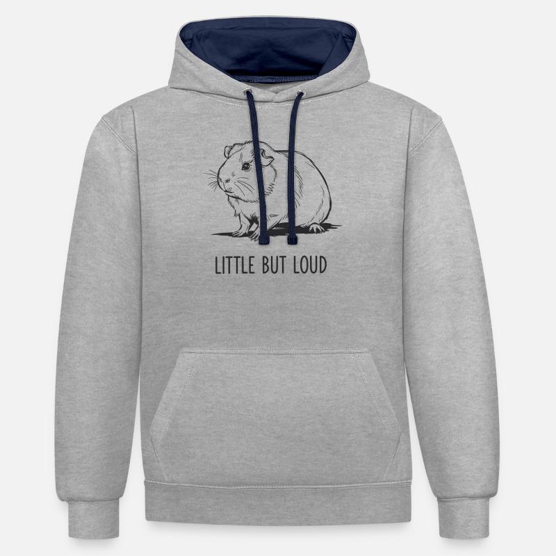 Petit cochon d’Inde mais bruyant - Sweat à capuche contrasté - gris chiné/bleu marine