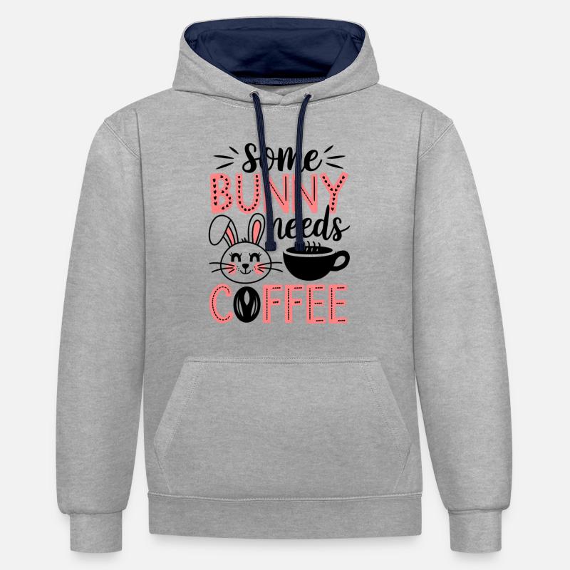 Easter Coffee Drink Easter Coffee - Contrast hoodie - heather grey/navy