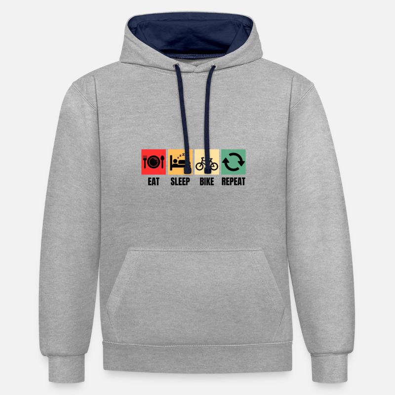 Drôle de vélo Dicton Cyclisme - Sweat à capuche contrasté - gris chiné/bleu marine