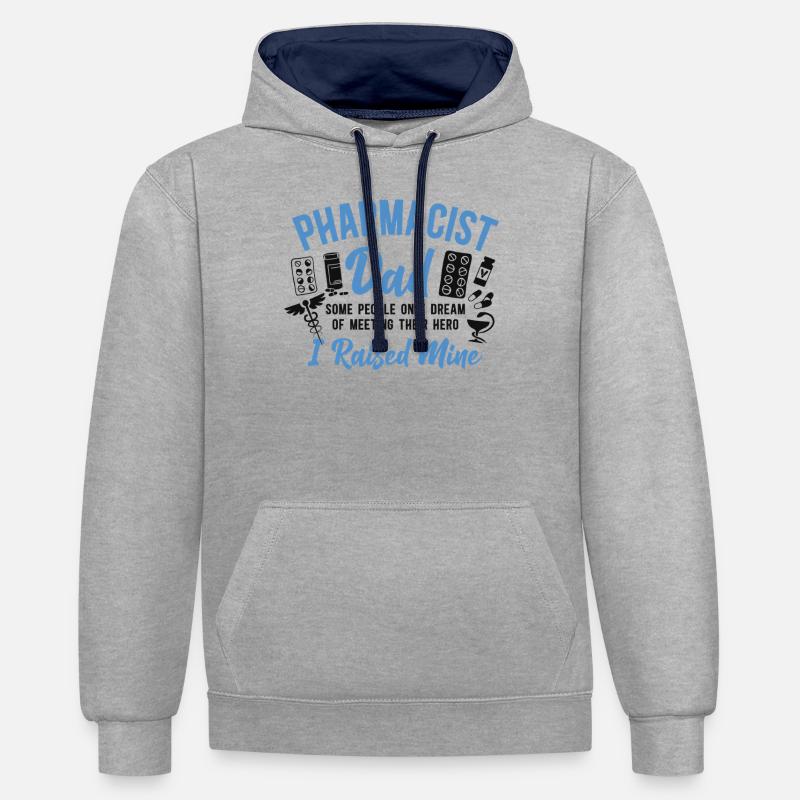 Technicien en pharmacie - Sweat à capuche contrasté - gris chiné/bleu marine
