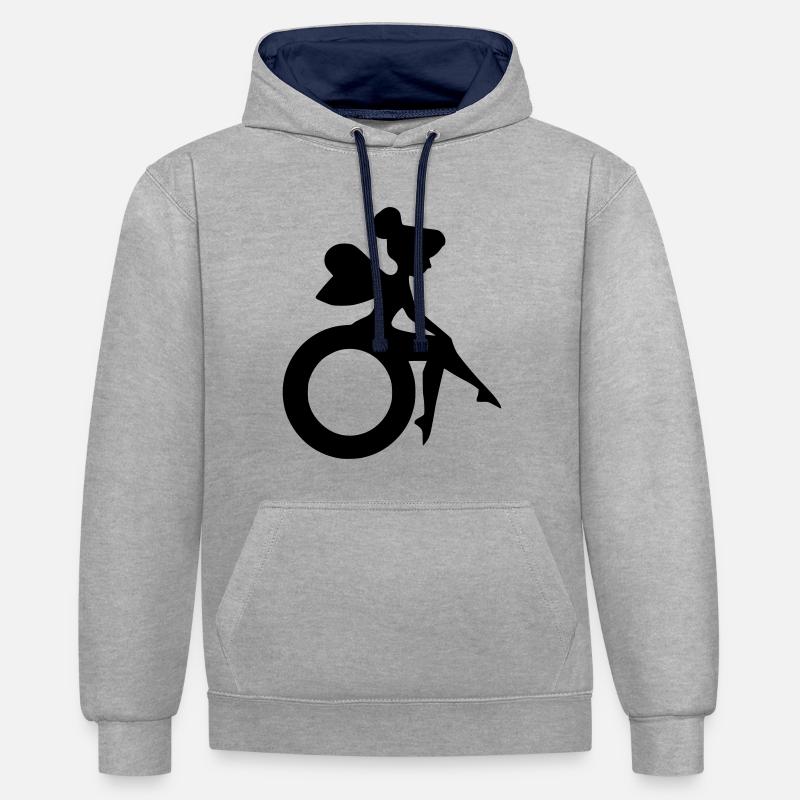 Bild einer Fee im Rollstuhl # - Kontrast-Hoodie - Grau meliert/Navy