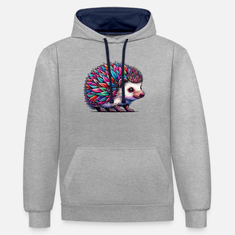 Igel - Kontrast-Hoodie - Grau meliert/Navy