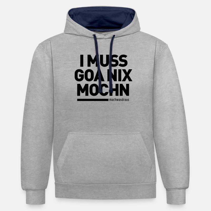I MUSS GOA NIX MOCHN (machwasdraus) - Sweat à capuche contrasté - gris chiné/bleu marine