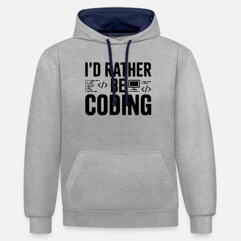 I'd Rather Be Coding - Contrast hoodie - heather grey/navy