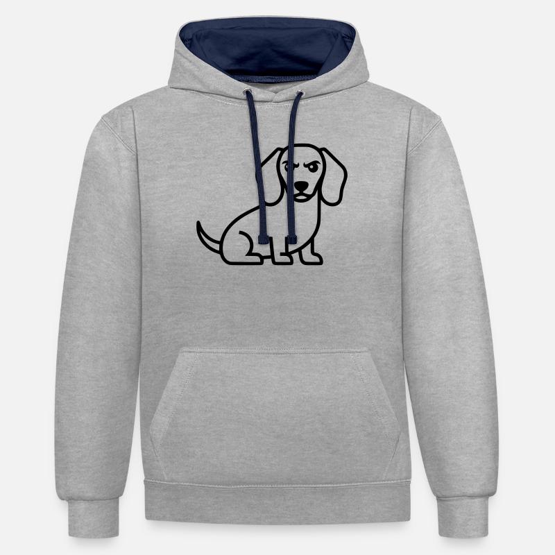Mauvais Teckel Rond-plan - Sweat à capuche contrasté - gris chiné/bleu marine
