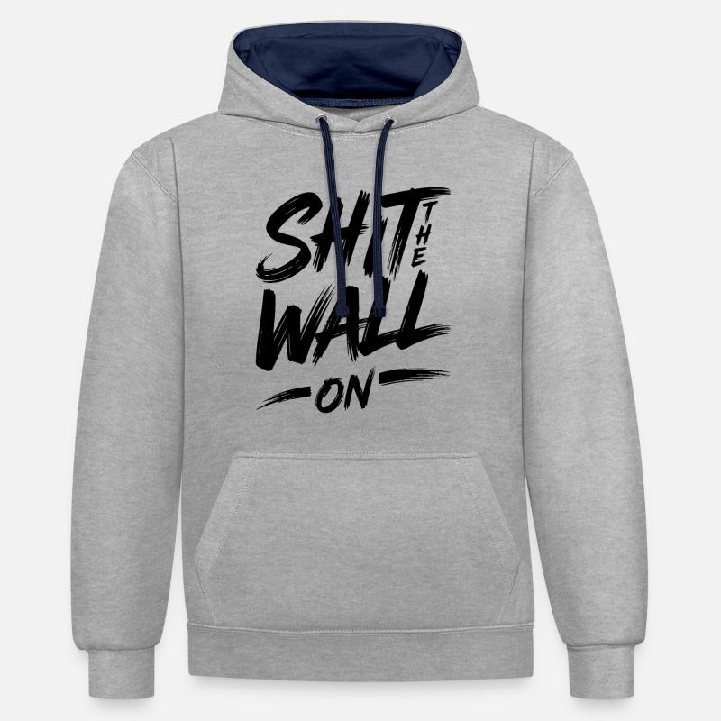 Arrête le mur - Sweat à capuche contrasté - gris chiné/bleu marine