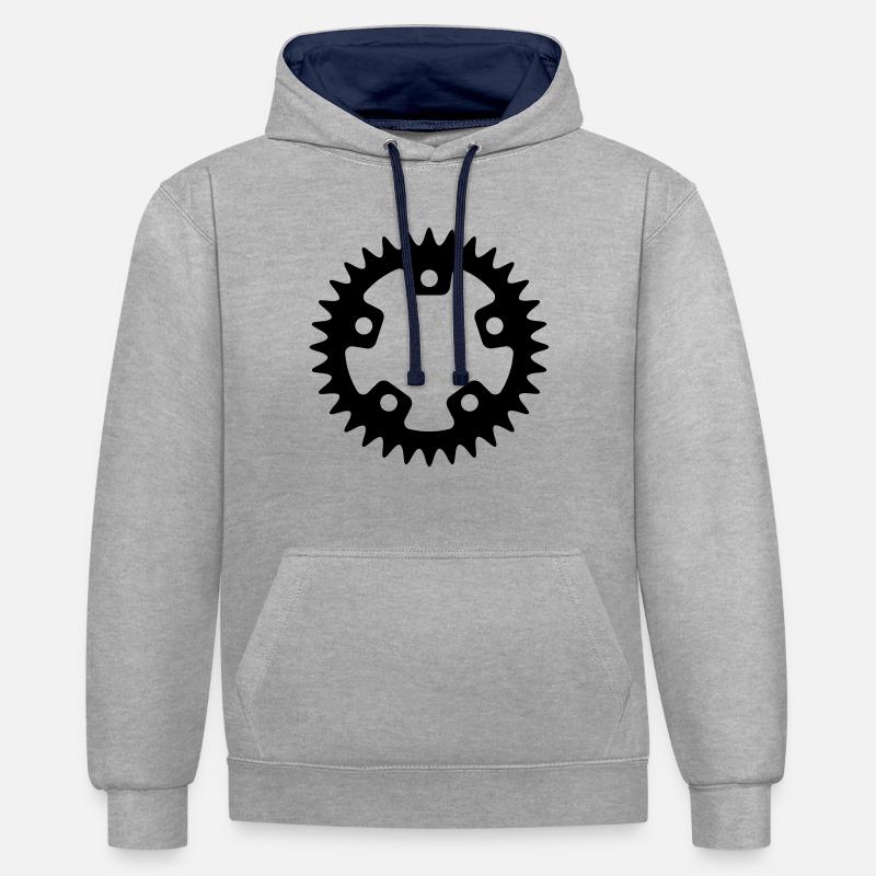 Vélo - Vélo - Sweat à capuche contrasté - gris chiné/bleu marine