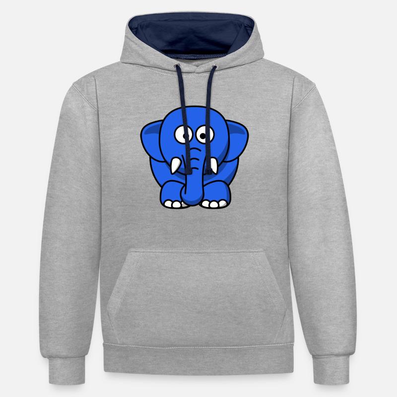 blauer Elefant - Sweat à capuche contrasté - gris chiné/bleu marine
