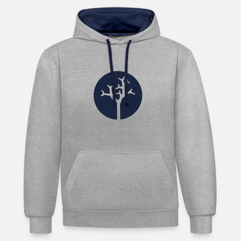 Whitetree - Sweat à capuche contrasté - gris chiné/bleu marine