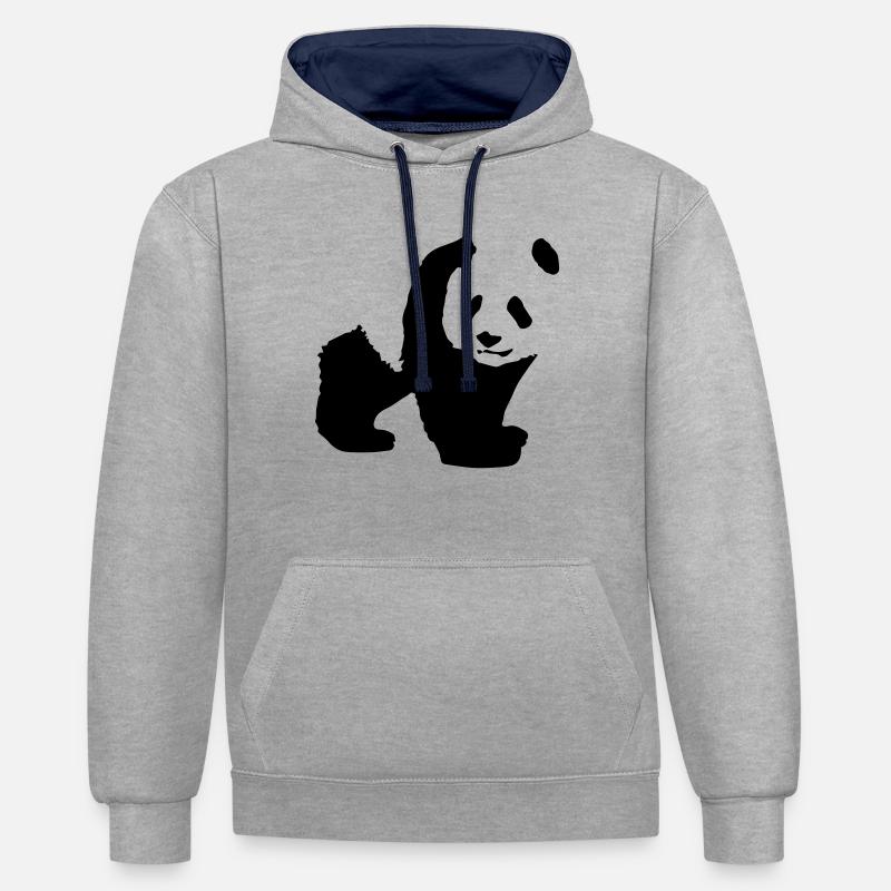 panda - Sweat à capuche contrasté - gris chiné/bleu marine