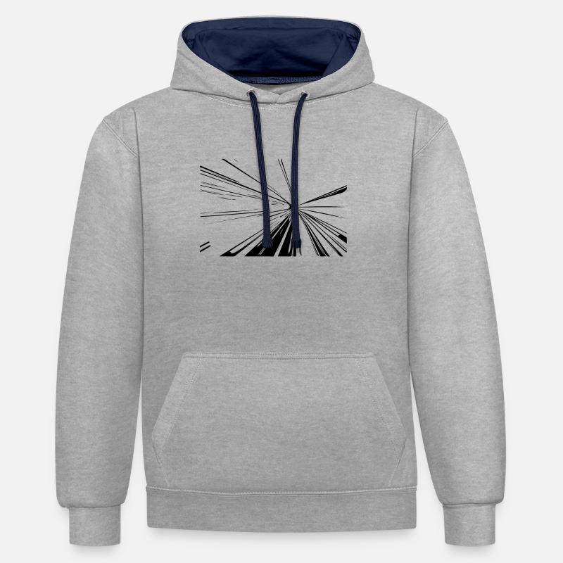 Lignes Vector Splash - Sweat à capuche contrasté - gris chiné/bleu marine