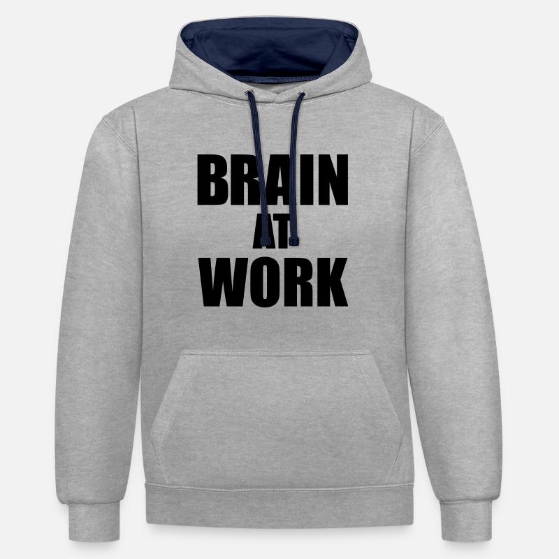 Brain at work - Sweat à capuche contrasté - gris chiné/bleu marine