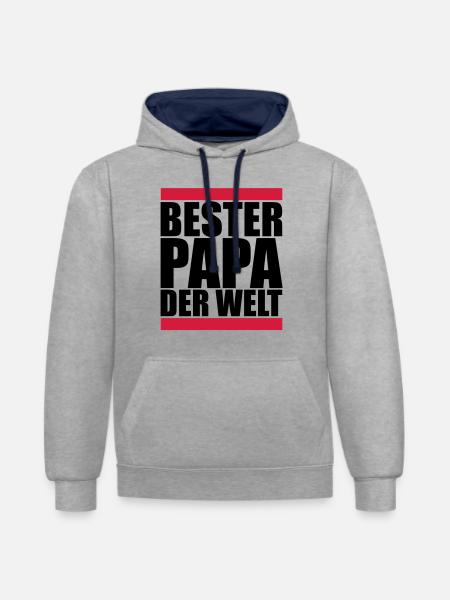 papa_f2 - Contrast hoodie - heather grey/navy
