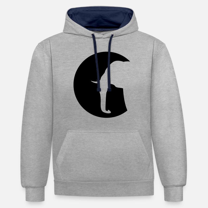 l'éléphant - Sweat à capuche contrasté - gris chiné/bleu marine