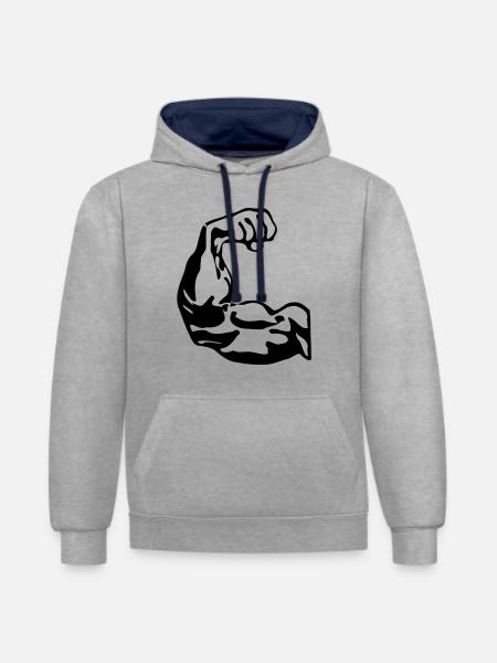 Biceps - Sweat à capuche contrasté - gris chiné/bleu marine