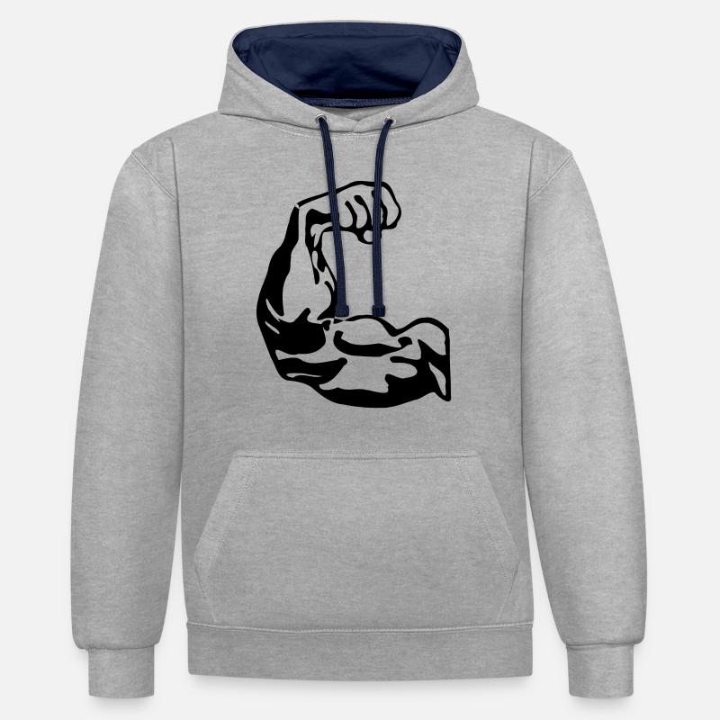 Biceps - Sweat à capuche contrasté - gris chiné/bleu marine