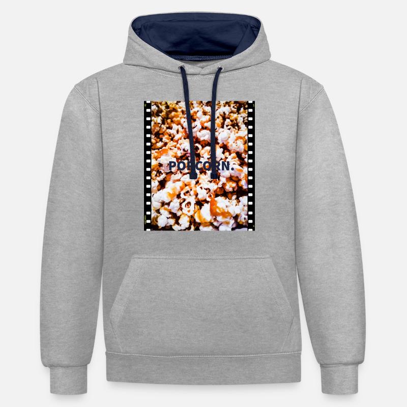 pop-corn - Sweat à capuche contrasté - gris chiné/bleu marine