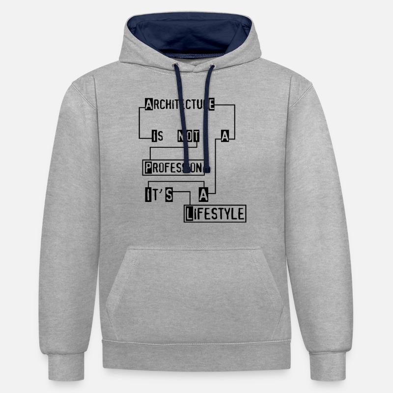 architecte - Sweat à capuche contrasté - gris chiné/bleu marine