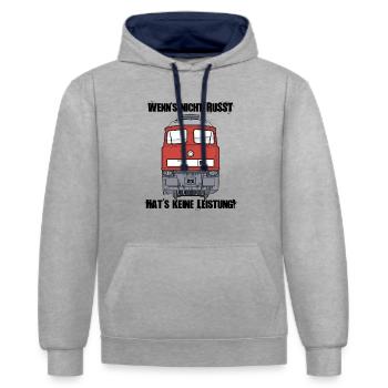 Ludmilla wenns nicht Russt hats keine Leistung 232 - Kontrast-Hoodie - Grau meliert/Navy - Vorne - Liana (172cm) & Jaron (178cm)