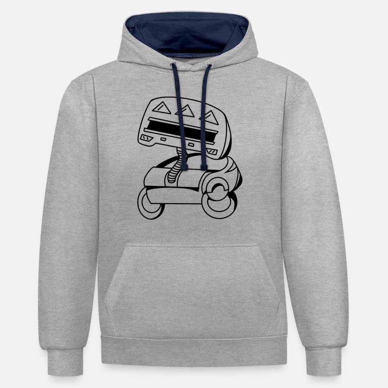 Robot satellite - Sweat à capuche contrasté - gris chiné/bleu marine