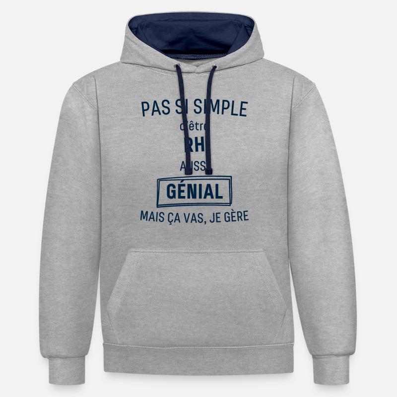 Rh Génial bleu - Sweat à capuche contrasté - gris chiné/bleu marine