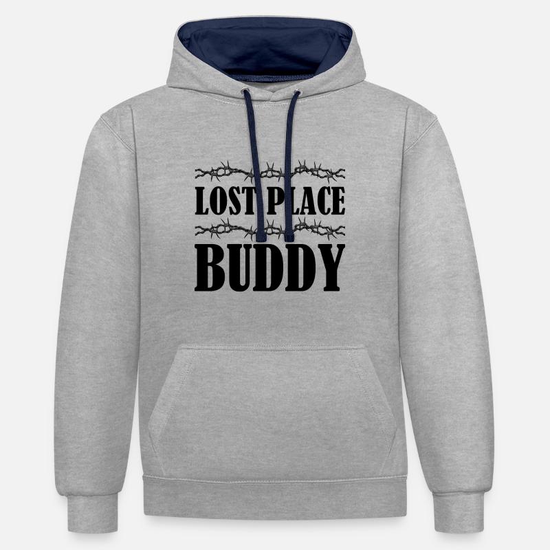 Lost Place Buddy Urbex Cadeau - Sweat à capuche contrasté - gris chiné/bleu marine
