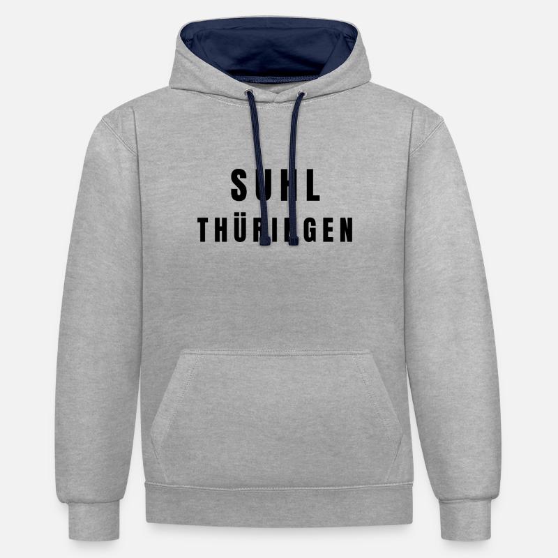 Suhl, Thuringe - Sweat à capuche contrasté - gris chiné/bleu marine