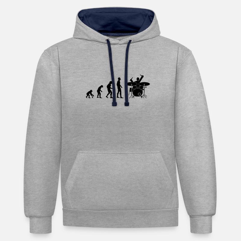 drummer evolution - Sweat à capuche contrasté - gris chiné/bleu marine