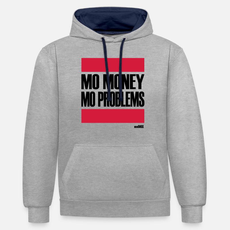 PROBLÈMES PLUS PLUS D'ARGENT - Sweat à capuche contrasté - gris chiné/bleu marine