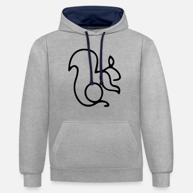 Écureuil onlin - Sweat à capuche contrasté - gris chiné/bleu marine