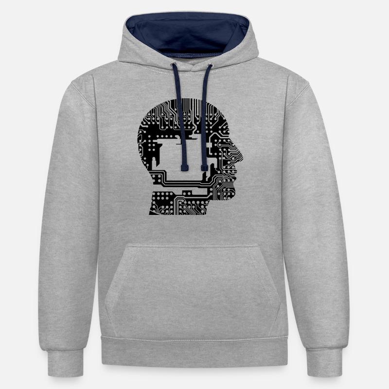 Chef de circuits - Sweat à capuche contrasté - gris chiné/bleu marine