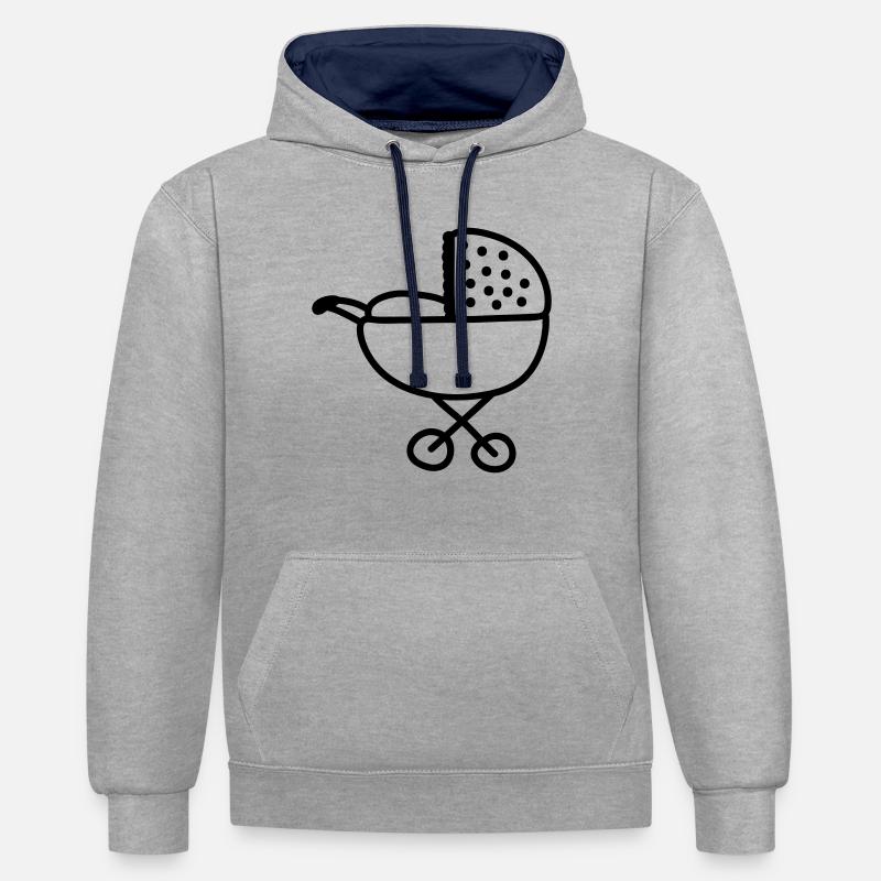 Poussettes - ligne - Sweat à capuche contrasté - gris chiné/bleu marine
