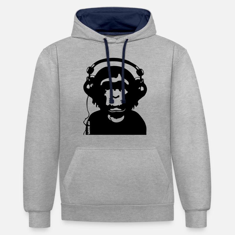 Music by POP CHIMPS - Kontrast-Hoodie - Grau meliert/Navy