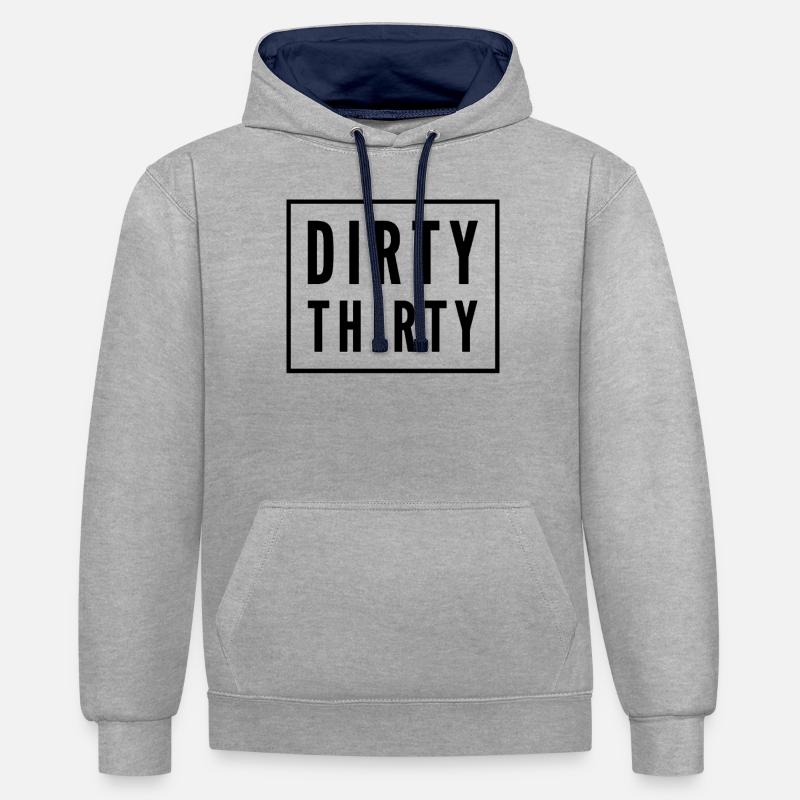 Dirty Thirty 30e anniversaire - Sweat à capuche contrasté - gris chiné/bleu marine