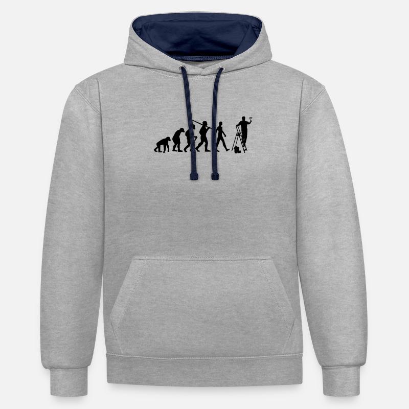 Maler Evolution Lackierer - Kontrast-Hoodie - Grau meliert/Navy