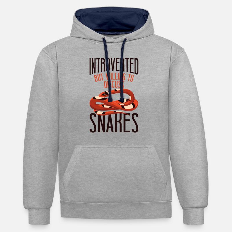 Serpent Serpent Introverti Mais - Sweat à capuche contrasté - gris chiné/bleu marine