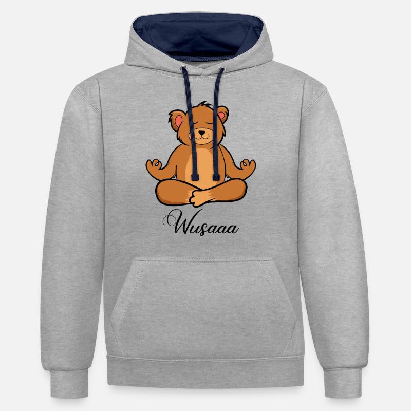 Auszeit Durchatmen Wusaaa Bär - Kontrast-Hoodie - Grau meliert/Navy
