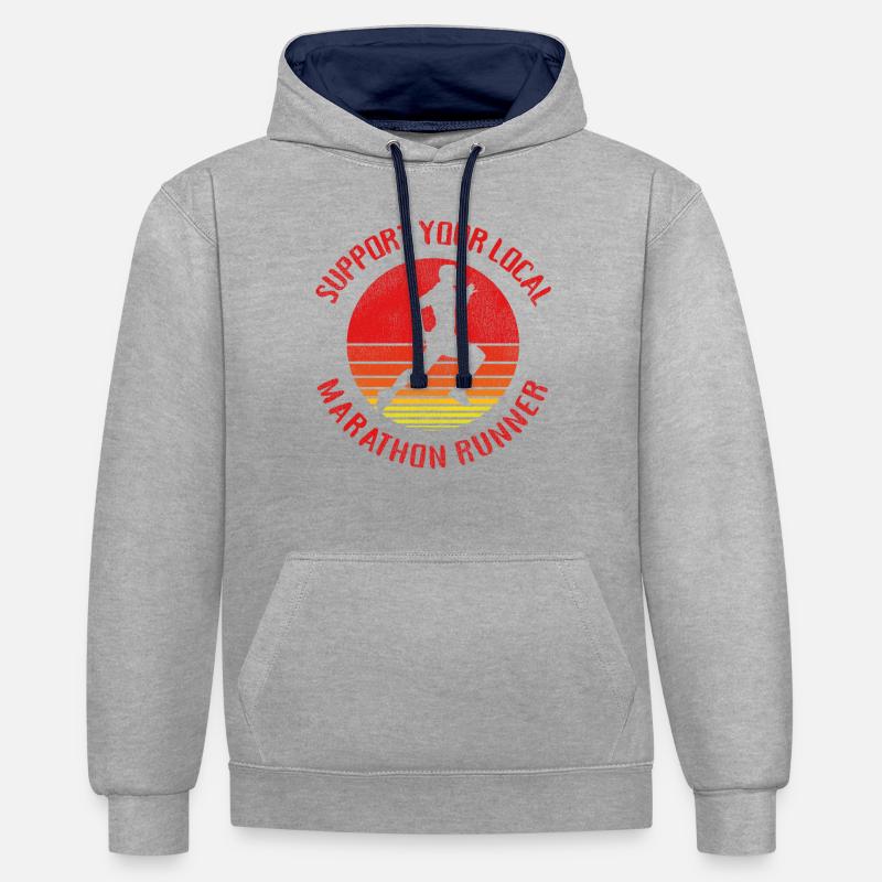 Running Runner Half Marathon Retro - Contrast hoodie - heather grey/navy